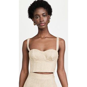 Rosie Assoulin Bustino Top Light Beige Woven Bustier